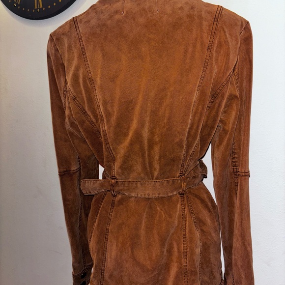Anthropologie Everyday Moto Jacket Womens Medium Cognac Asymmetrical Zip Belt - Picture 3 of 6
